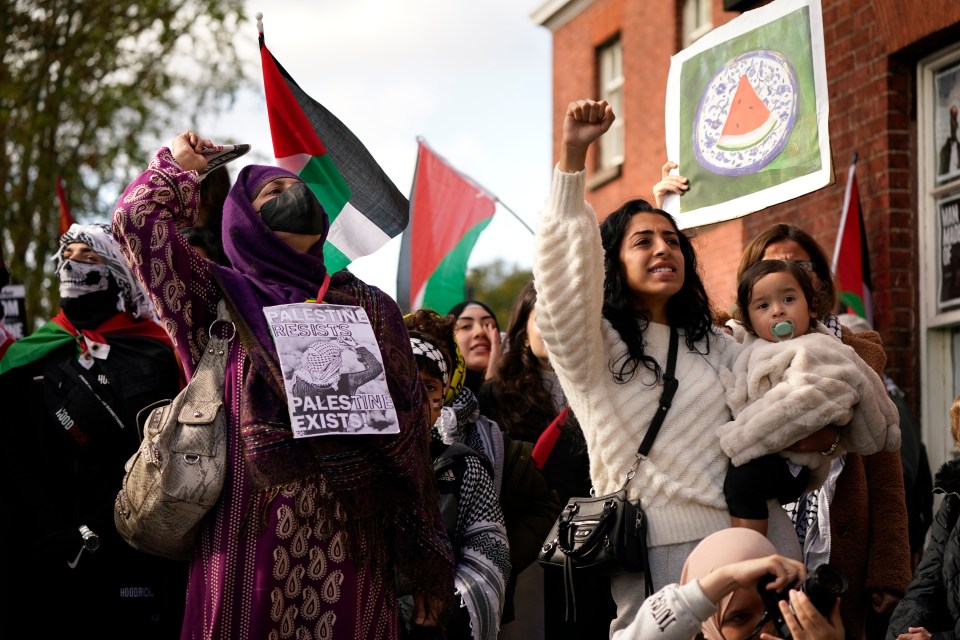 Protesters in Manchester brought their children along