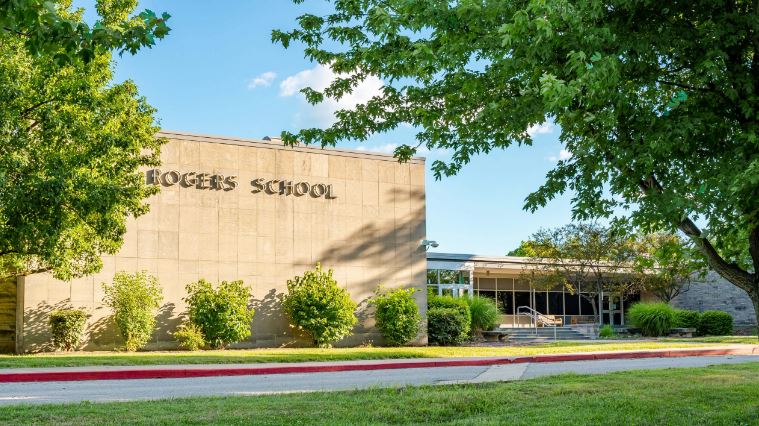 Parent of pupils at Rogers Elementary School is shown in Bloomington, Indiana, have been warned to have their child checked for meningitis