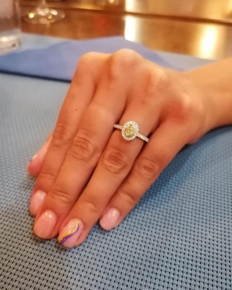 Sacha also showed off her sparkly engagement ring