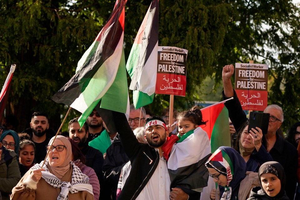 Protesters during a Manchester Palestine Action demonstration