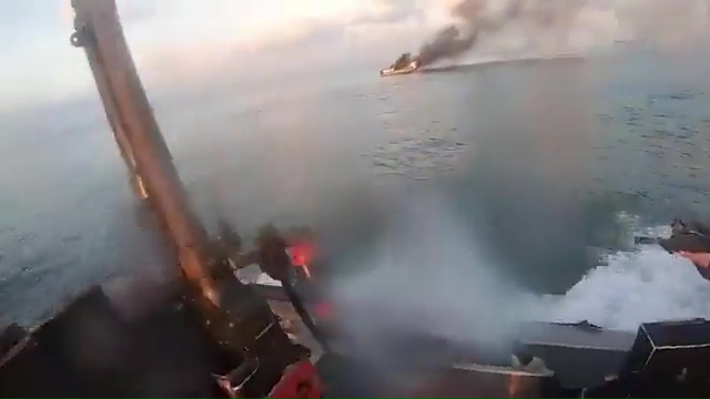 The moment a Hamas boat was blown up by Israeli forces