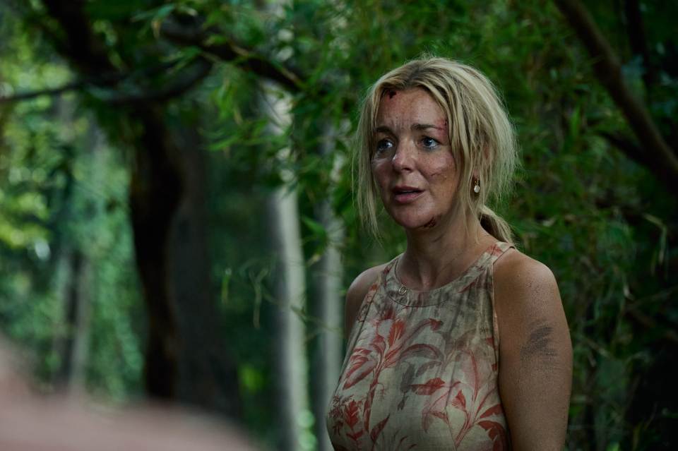 Sheridan Smith is battered and bruised after emerging from a crashed plane in the first look at her new survival thriller The Castaways