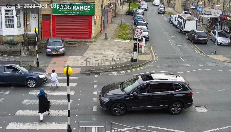 CCTV grab of an accident on the zebra crossing in West Yorkshire