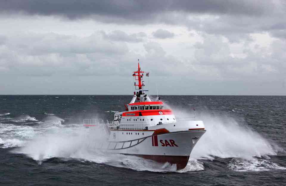 Several other vessels and a German navy helicopter are also at the scene as rescue ship Hermann Marwede (pictured) coordinates the search