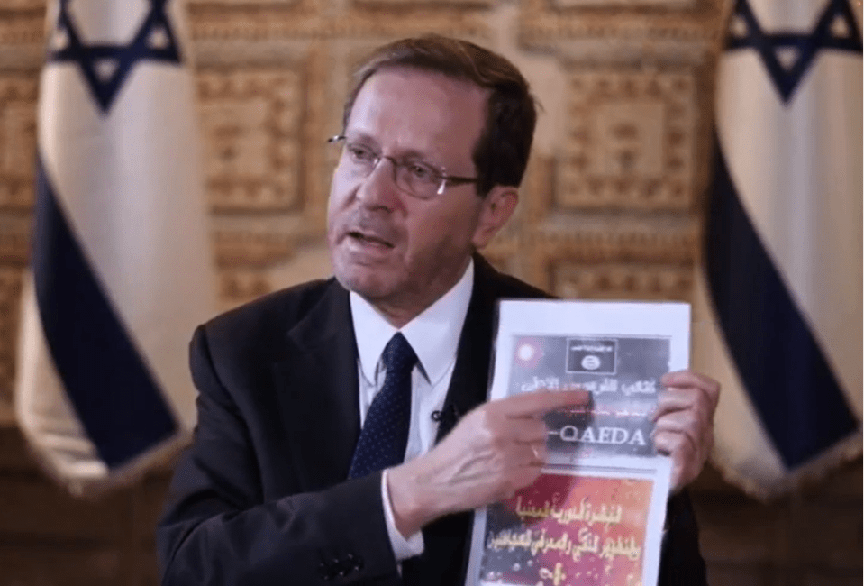 Israeli President Isaac Herzog said the USB storage device was 'al-Qaeda material' on how to weaponise cyanide