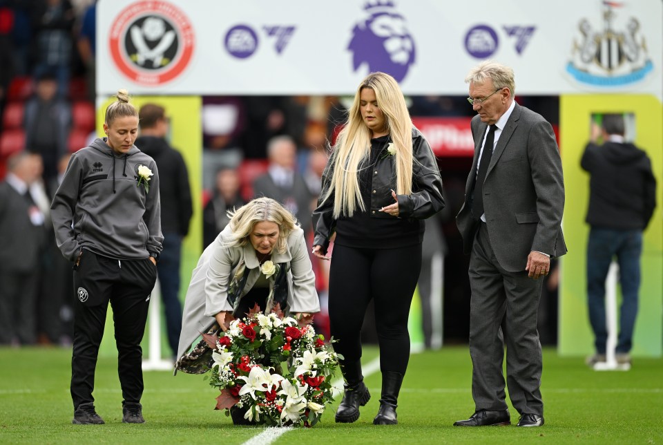 Sophie Barker and family members paid tribute to Maddy prior to the Premier League match between Sheffield United and Newcastle United