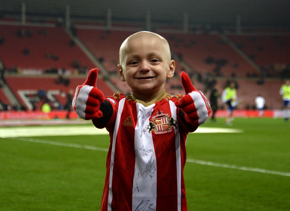 Bradley Lowery on the pitch as a mascot for Sunderland