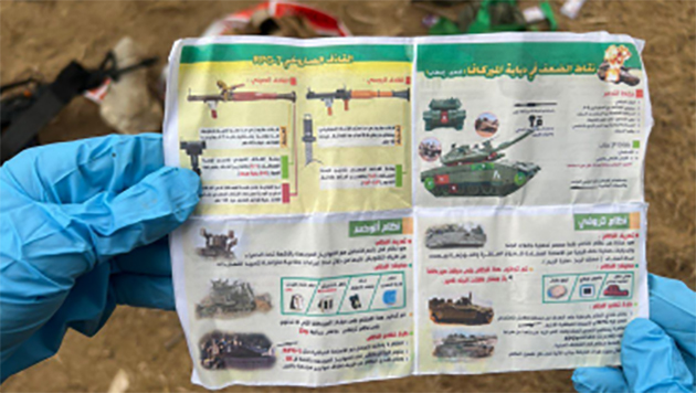 Other documents found among bodies of the terrorists shows Israeli military equipment