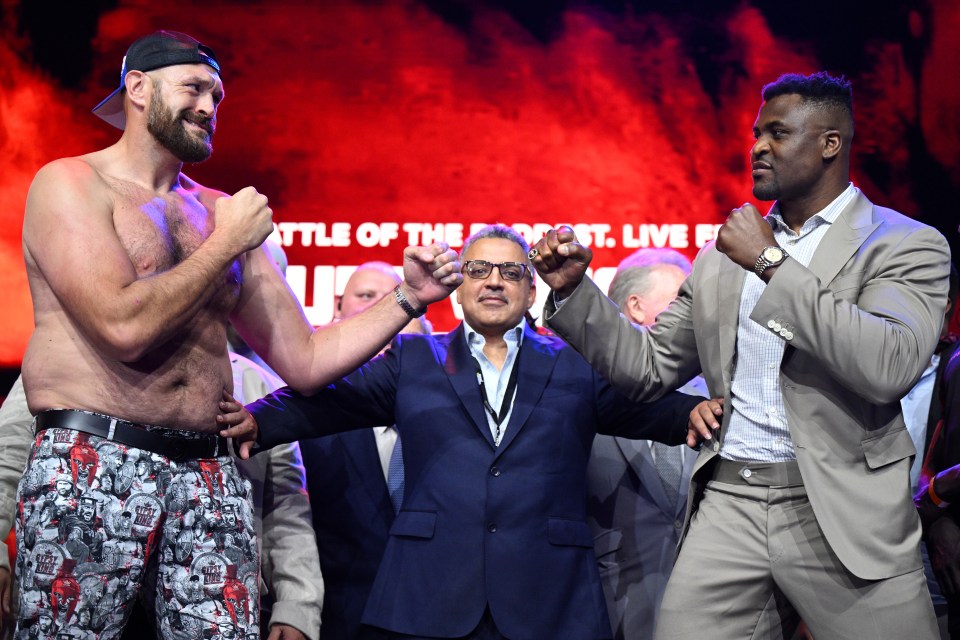 Tyson Fury and Francis Ngannou facing off