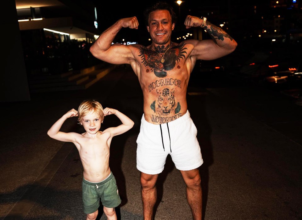 Conor McGregor shared a snap of himself and his son flexing