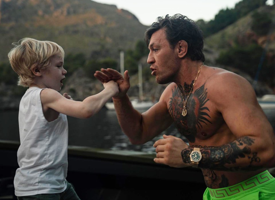 The Irishman also showed off his son sparring in the sweet snaps