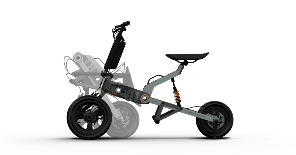 The foldable bike is meant to be easier to store when travelling in cars