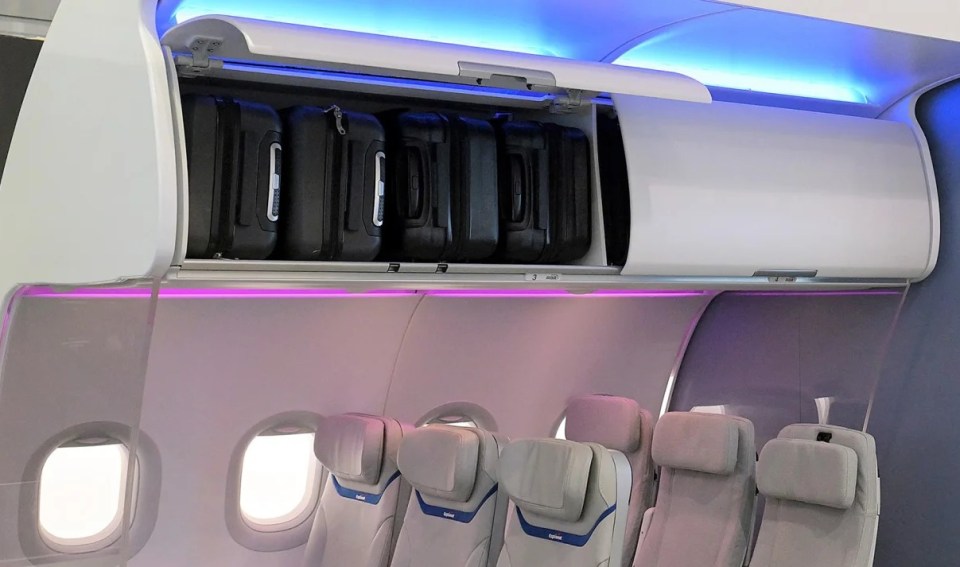 The bins mean passengers can stow their suitcases vertically, creating more room