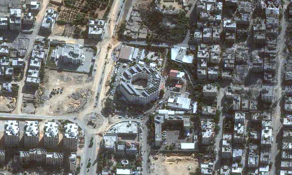 Damage around the Indonesian Hospital in Beit Lahia in the Gaza Strip