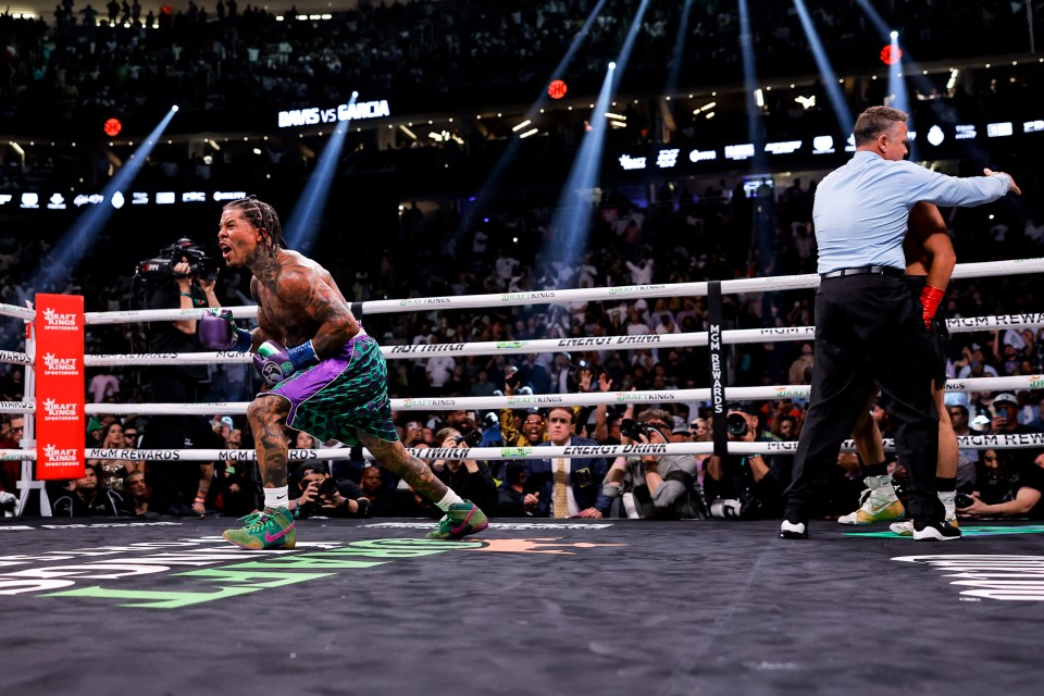 Gervonta Davis celebrates beating Ryan Garcia