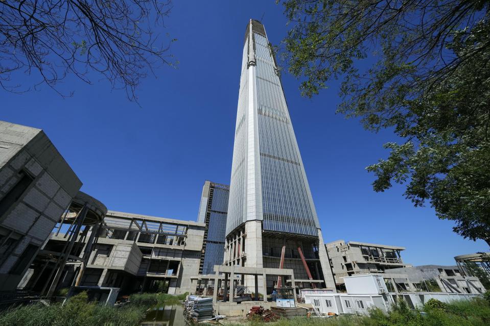 The tower was topped out in 2015 at a height of 1,957 ft