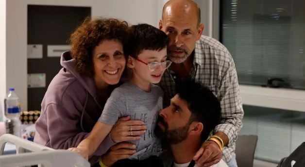 Ohad Munder, who was snatched with his mother Keren on October 7, was reunited with his family yesterday after their release