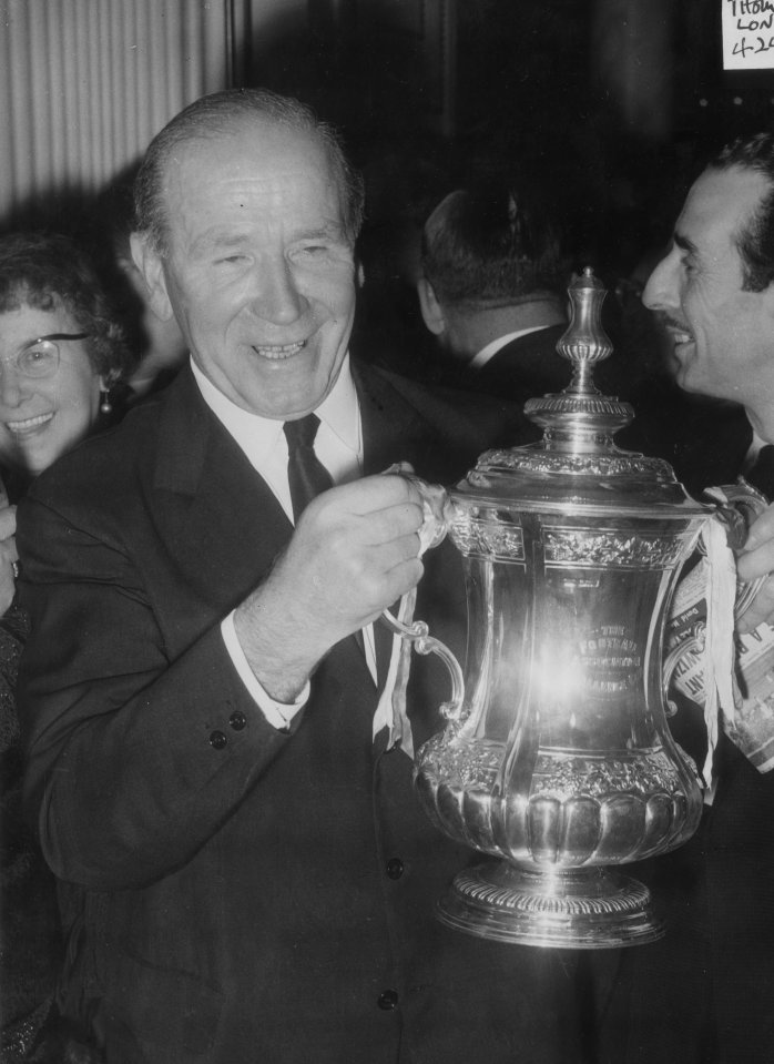 Sir Matt Busby clutches the 1963 FA Cup final