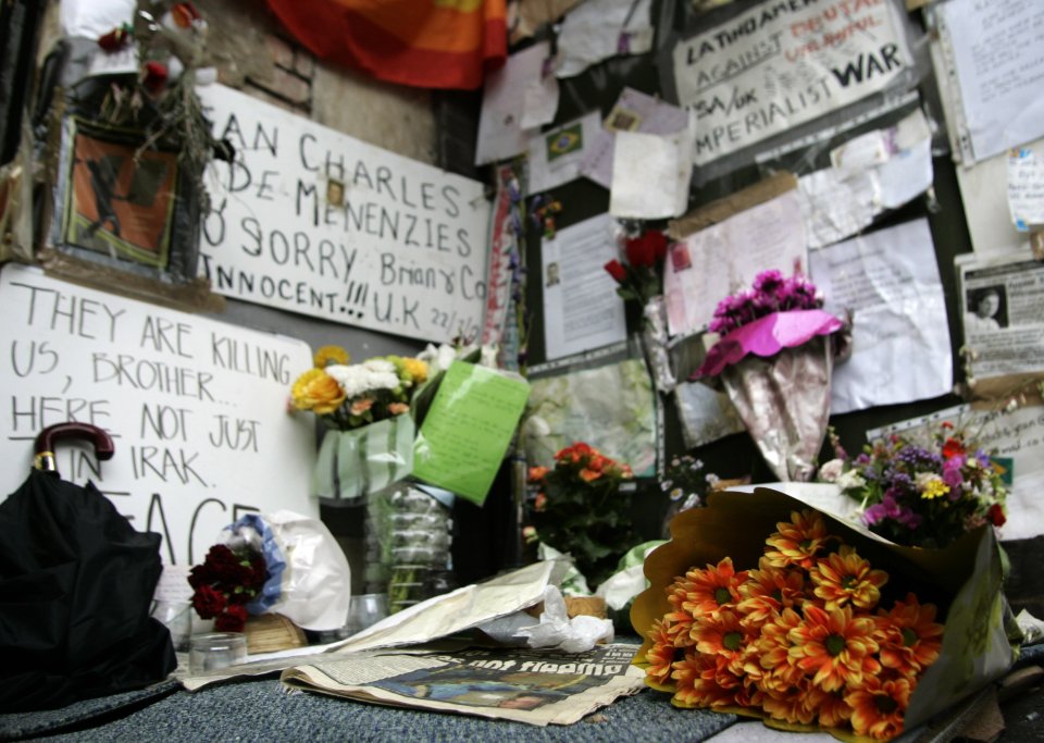 Tributes left outside the station after Menezes' killing in 2005