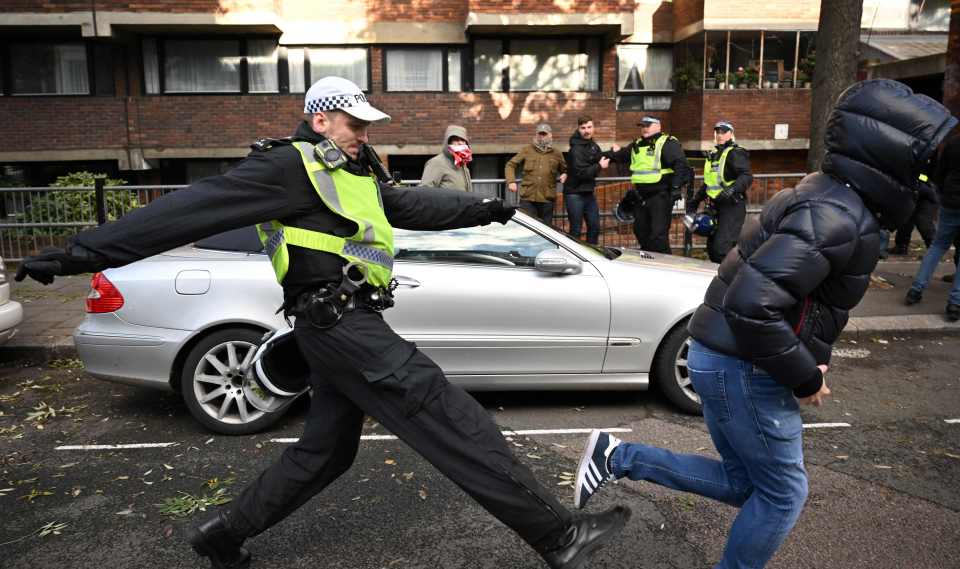 Cops were seen chasing the yobs down