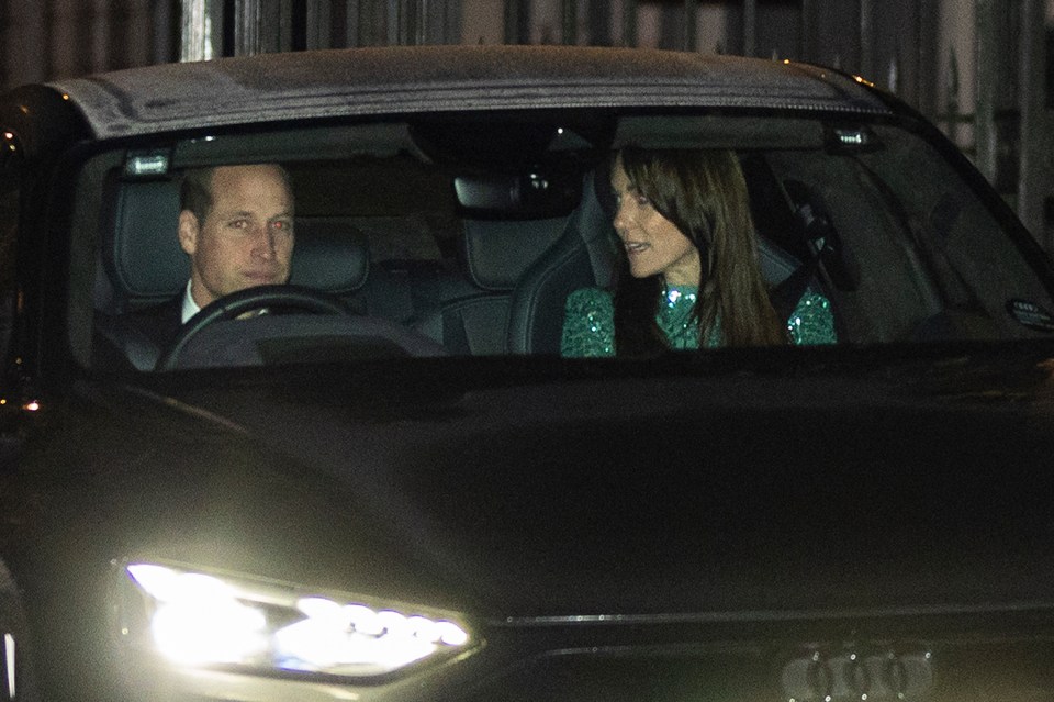 Prince William and Princess Kate were seen leaving the King's birthday bash late last night