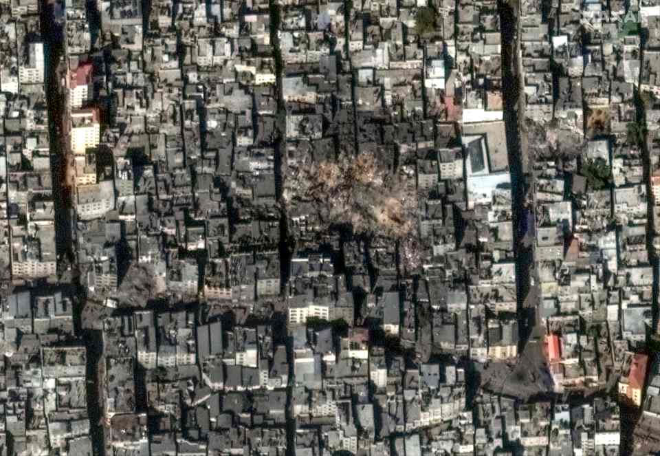 Satellite images show the scale of destruction across Gaza following the blast