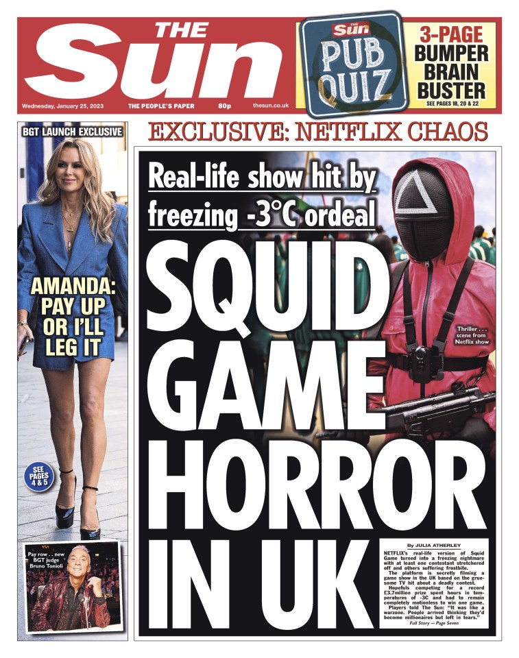 The Sun's front page reported on the chaos caused to the Netflix show