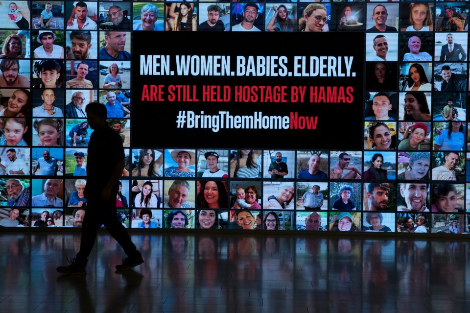 Tel Aviv's Museum of Modern Art showing the hostages still trapped in Gaza