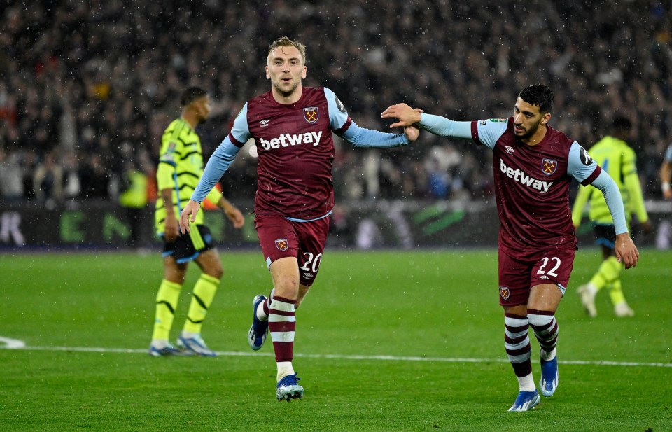 Jarrod Bowen scored twice for West Ham in their win over Arsenal