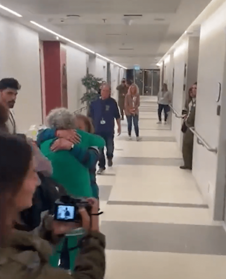 Footage from the hospital showed other released hostages reuniting with their families