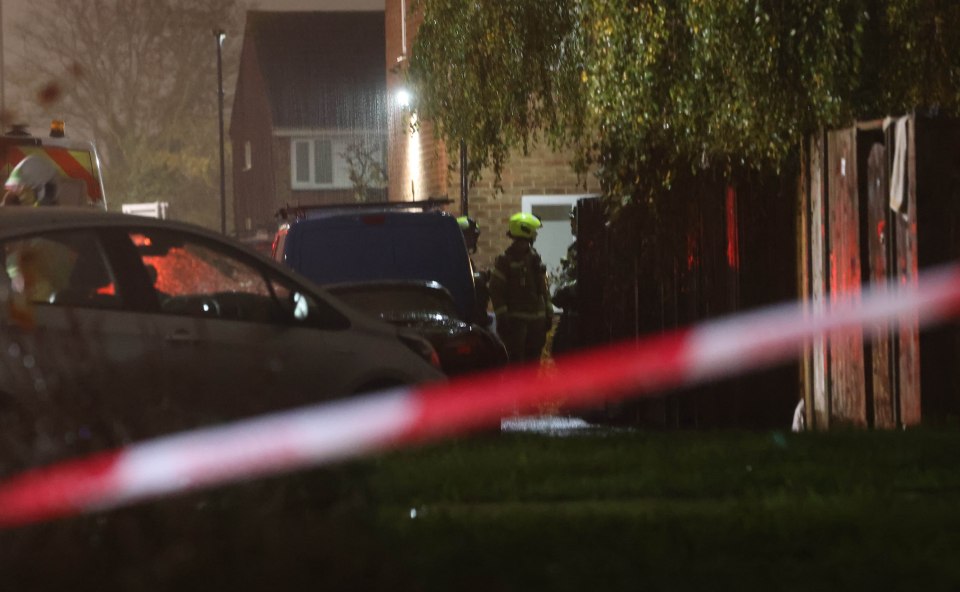 The whole of the ground and first floors of the home on Channel Close, Hounslow, were alight and much of the roof