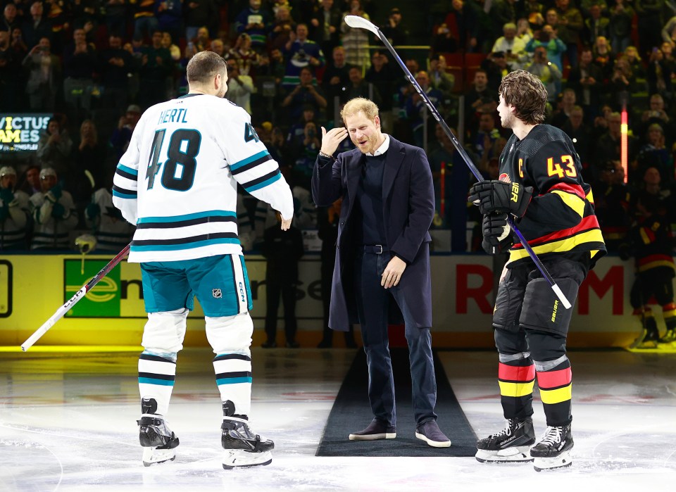 Harry jokes about the mishap with San Jose Sharks captain Tomas Hertl