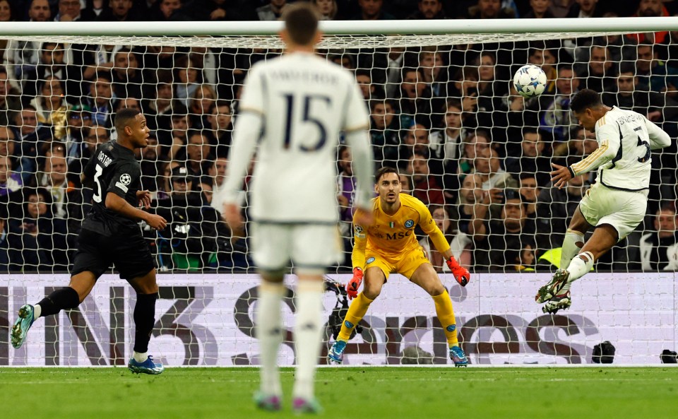 Jude Bellingham headed home Real Madrid's second goal against Napoli