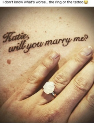 The unique tattoo proposal and choice of ring led to a big debate