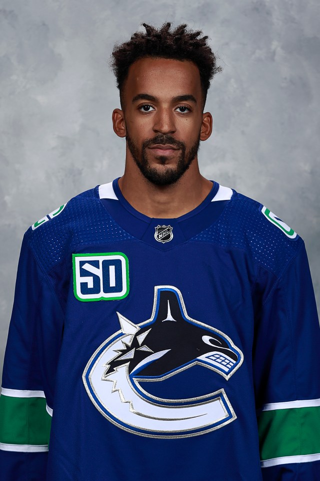 Petgrave pictured in a Vancouver Canucks uniform in September 2019