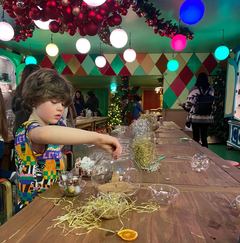 Guests can make their own bauble using a number of festive decorations