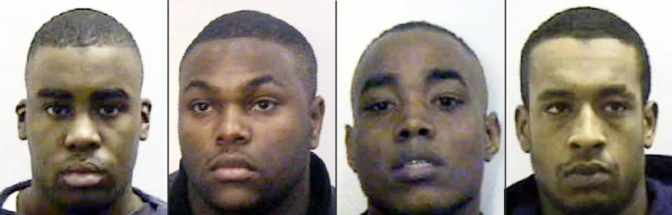 Marcus Ellis, Michael Gregory, Nathan Martin and Rodrigo Simms were jailed for murder