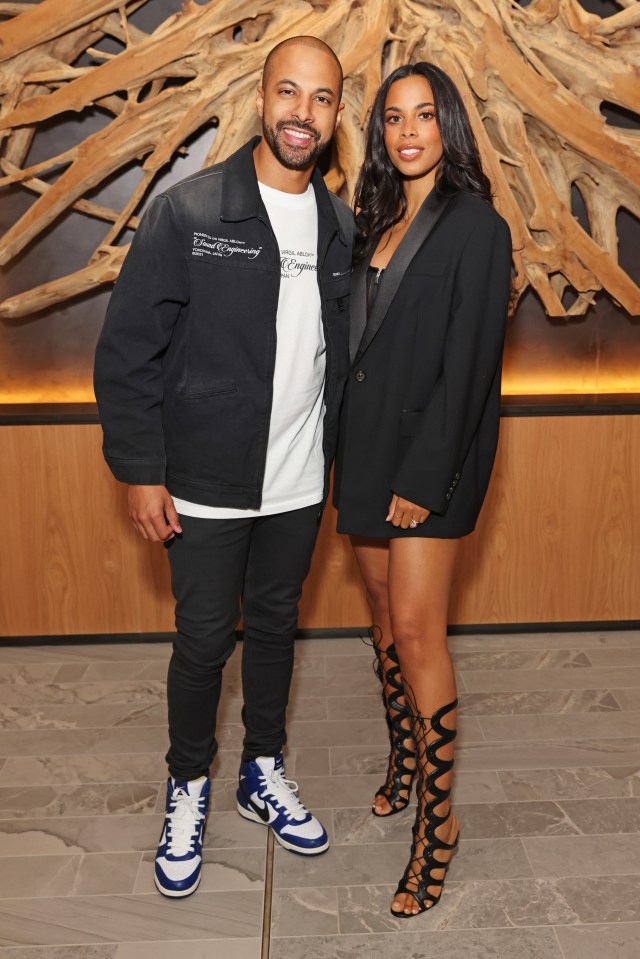 LONDON, ENGLAND - AUGUST 21: Marvin Humes and Rochelle Humes attend ELLE fashion editor Georgia Medley's birthday party at Middle Eight on August 21, 2021 in London, England. (Photo by David M. Benett/Dave Benett/Getty Images for Middle Eight)