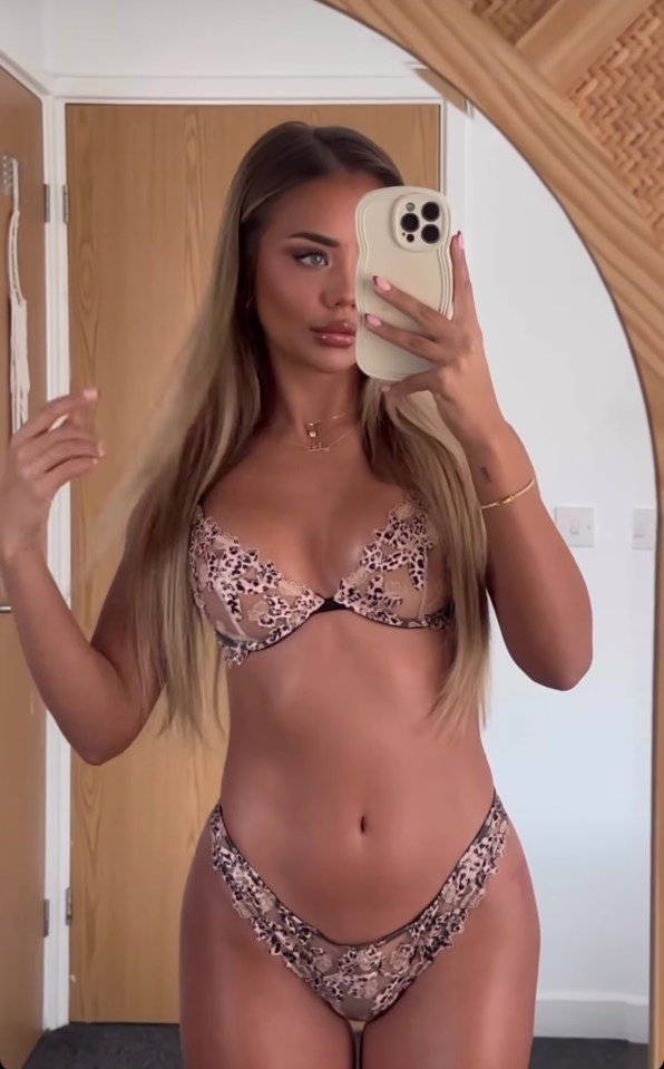 The Love Island babe left little to the imagination in this see-through underwear