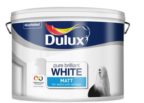 Dulux’s ten-litre pot of pure brilliant-white paint is a £5 off at B&M