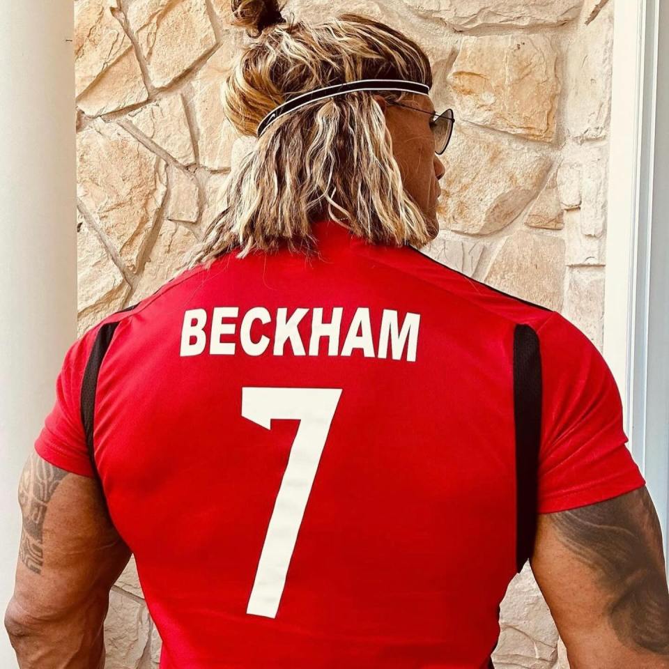 The Rock dressed as David Beckham