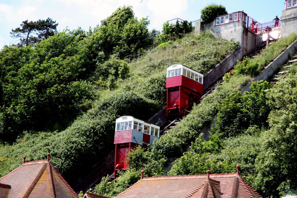 The carriages connect the seafront to the upper cliffs