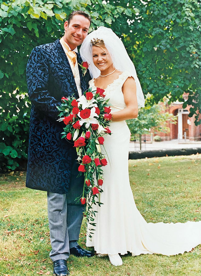 Cara Metz, 49, a fitness trainer, 49, lives in Surrey with her husband Larry, 60, a national accounts manager. They originally married in 1998 but divorced - they fell back in love in 2018 and remarried in 2021. Here Cara and Larry are getting married in 1998.  Supplied by Cara Metz