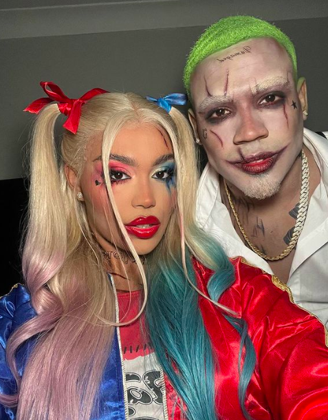 Tyrique and girlfriend Ella dressed up as the Joker and Harley Quinn