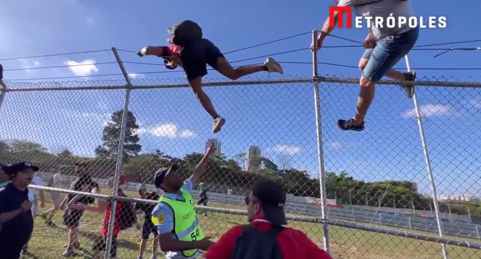 Fans climbed over fences as security were left helpless