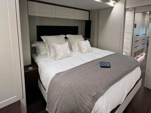 Guests enjoy hotel style bedrooms on board the bus