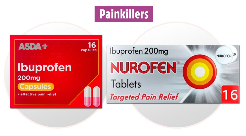 Swap Nurofen 200mg tablets x 16, £2, Asda, for Asda ibuprofen 200mg caplets x 16, 80p