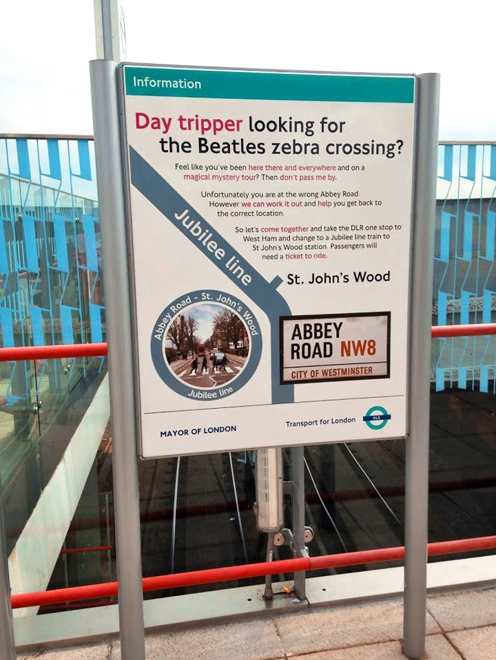 A poster to help those who need to get back to North London was put up by TfL in 2013