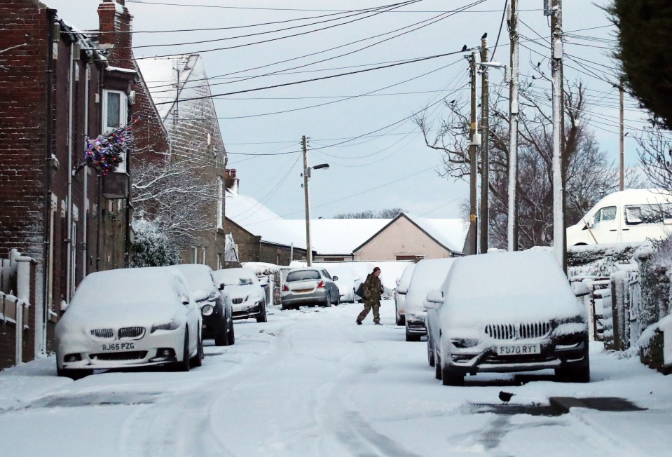 A cold snap will continue in the UK. Pictured is Gateshead this morning