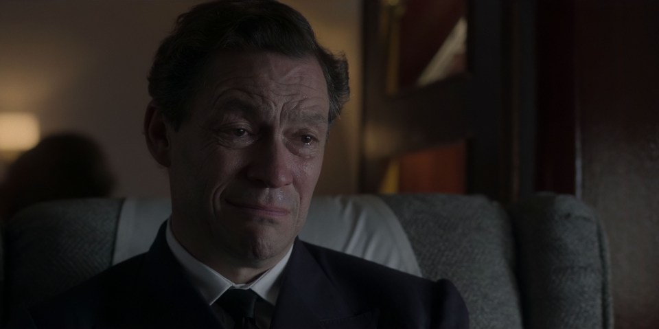 Charles (Dominic West) reacting to Diana's death